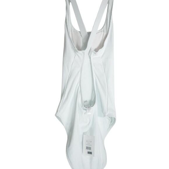 Flaws Andie Swim Women's Tulum White Ribbed Swimsuit Large Tall Long Torso 5175 - Picture 11 of 11